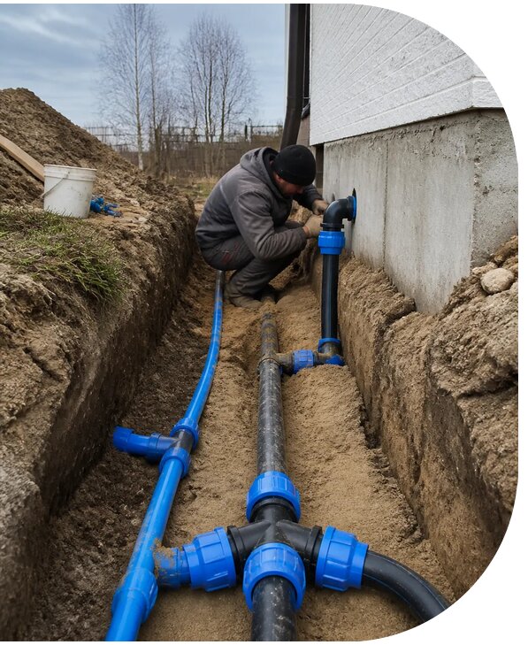 Монтаж наружного водопровода на участке под ключ в Златоусте